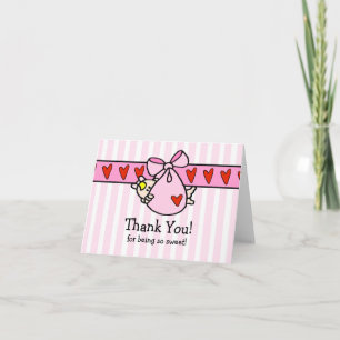 Carte De Remerciements Peeking Baby Girl BundleThank You Note Card