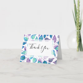 Carte De Remerciements Peint Turquoise violet Mariage feuille d'aquarelle