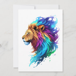 Carte De Remerciements Peinture à éclaboussures sur la tête d'un lion