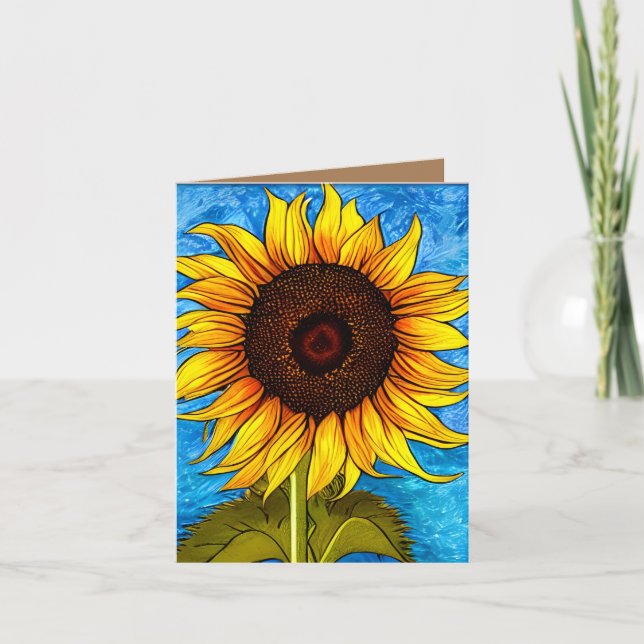 Carte De Remerciements Peinture Abstraite de tournesol (Devant)