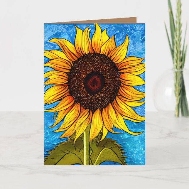 Carte De Remerciements Peinture Abstraite de tournesol (Devant)