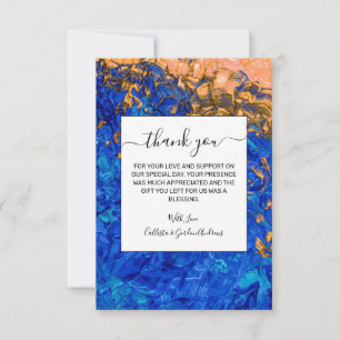 Carte De Remerciements Peinture acrylique bleu or jaune d'Artsy Cobalt