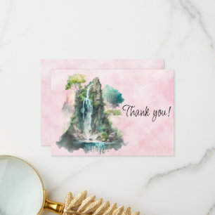 Carte De Remerciements Peinture aquarelle de cascade