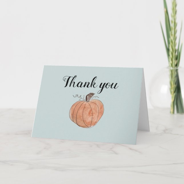 Carte De Remerciements Peinture Citrouille de la pêche d'automne (Devant)