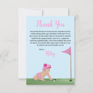 Carte De Remerciements Peinture de bébé fille de golf Douce Fête de Bébé