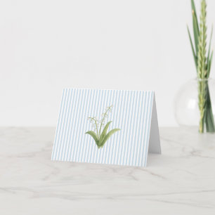 Carte De Remerciements Peinture de fleur de muguet à rayure bleue