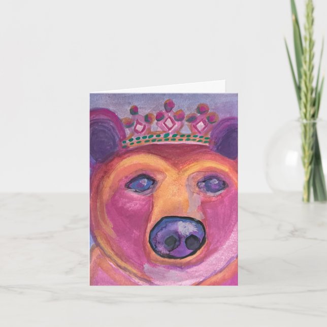 Carte De Remerciements Peinture de la reine de l'ours Anniversaire (Devant)