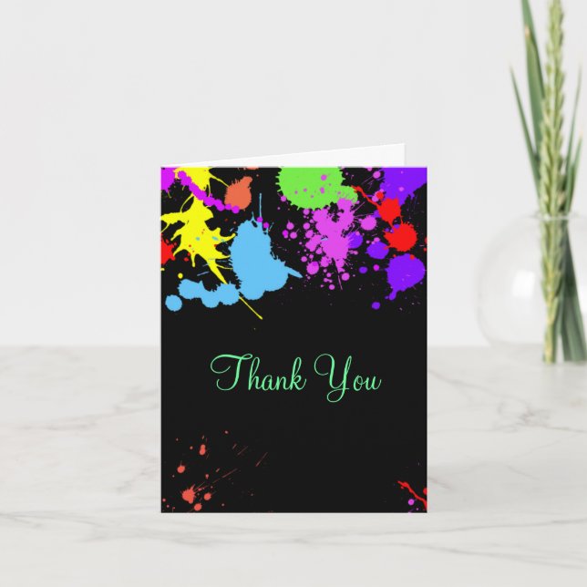 Carte De Remerciements Peinture de néon, Merci, Personnalisé (Devant)