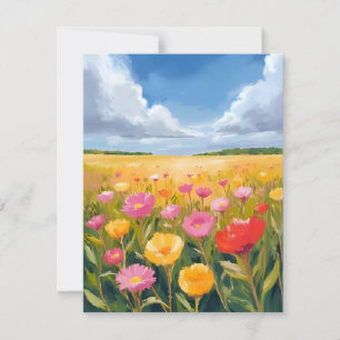 Carte De Remerciements Peinture de paysage de champ de fleurs