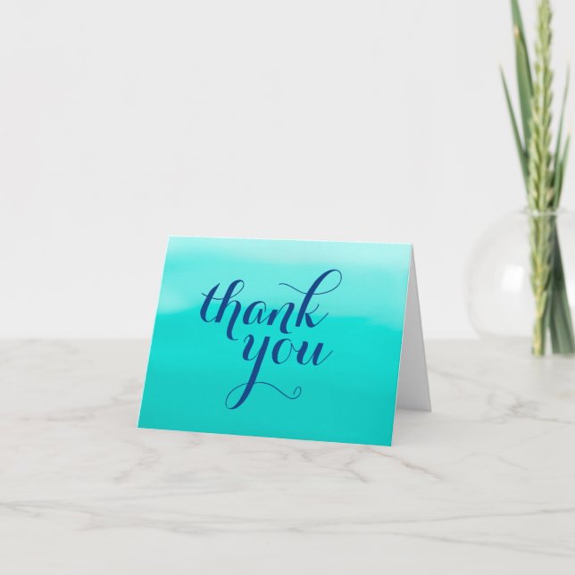Carte De Remerciements Peinture Dégradée Turquoise Clair (Devant)