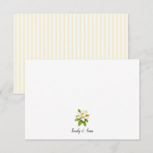 Carte De Remerciements Peinture personnalisée de magnolia rayure Prépa