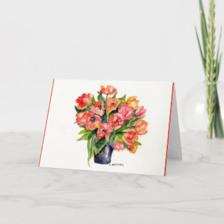 Carte De Remerciements peinture poppy couleur H2O jaune vif orange rose r
