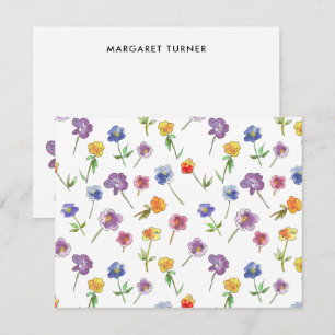 Carte De Remerciements Pensées Bohèmes Fleur Sauvage Illustrée à la Main 