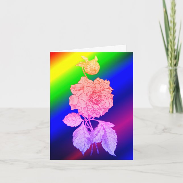 Carte De Remerciements Peony Flower Art Rainbow Note Card (Devant)