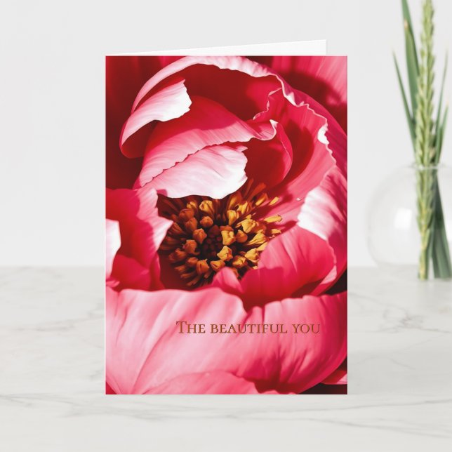 Carte De Remerciements Peony  Greeting card with original poem (Devant)