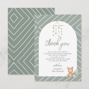 Carte De Remerciements Pépinière pour bébé Sage Green Boho