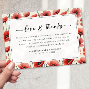 Carte De Remerciements Pépites Floral Script Sympathy Funeral