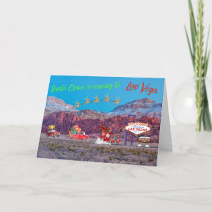 Carte De Remerciements Père Noël arrive à Las Vegas Christmas Card
