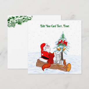 Carte De Remerciements Père Noël avec Renard de lapin et écureuil