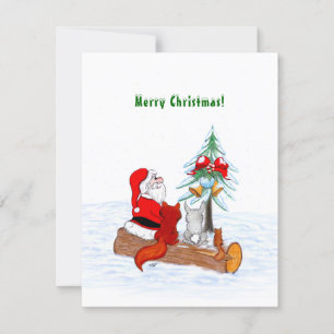 Carte De Remerciements Père Noël avec Renard de lapin et écureuil