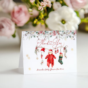 Carte De Remerciements Père Noël Baby Christmas Baby shower genre neutre