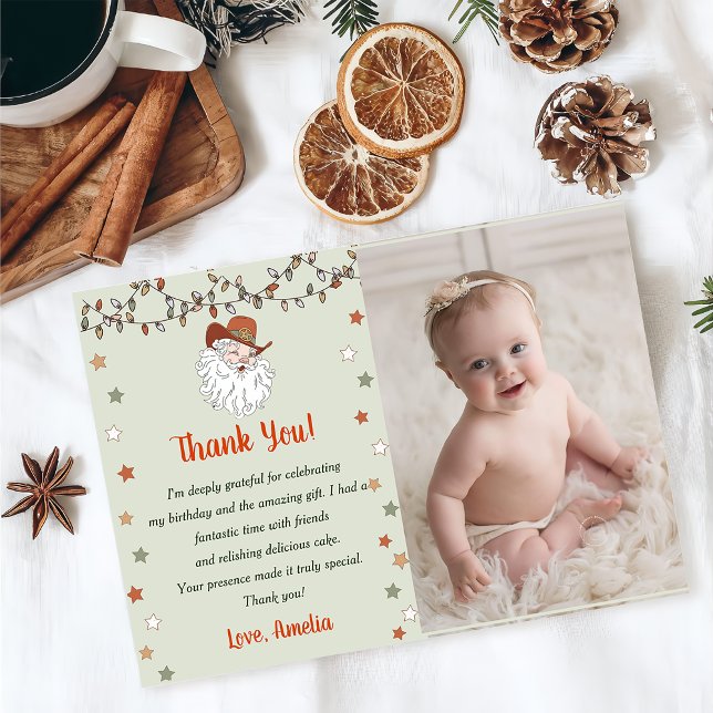 Carte De Remerciements Père Noël Christmas Anniversaire Photo (Créateur téléchargé)