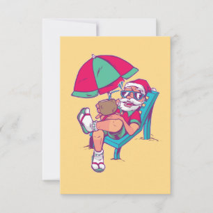 CARTE DE REMERCIEMENTS PÈRE NOËL EN VACANCES NOËL EN JUILLET 