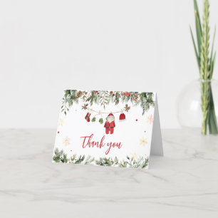 Carte De Remerciements Père Noël Vêtements pour bébés Baby shower de Noël
