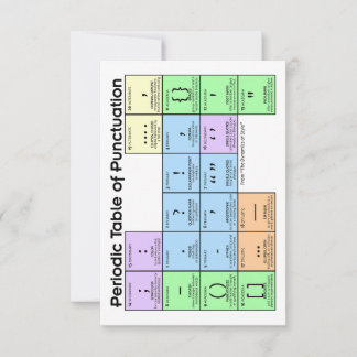 Carte De Remerciements Period Table of Punctuation Cards