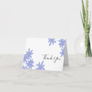 Carte De Remerciements Periwinkle Blue Daisies on White Thank You