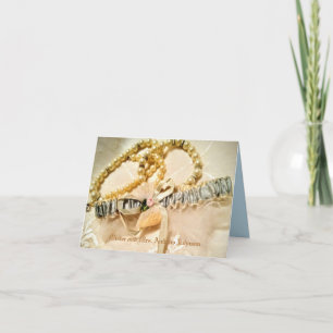 Carte De Remerciements Perles élégantes et thème de dentelle