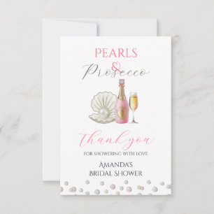 Carte De Remerciements Perles et Fête des mariées rose Prosecco