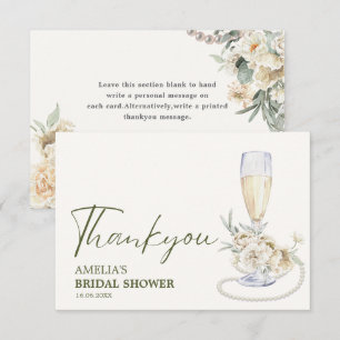 Carte De Remerciements Perles et parquet Floral Douche nuptiale