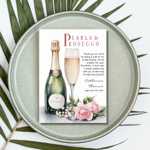 Carte De Remerciements Perles Et Prosecco Floral Élégante Fête des mariée