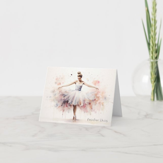 Carte De Remerciements Personalized Ballet Thank You Note Card Stationery (Devant)