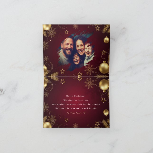 Carte De Remerciements Personalized Christmas Card with Custom Message (Intérieur)