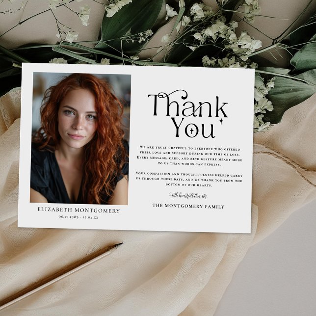Carte De Remerciements Personalized Funeral Thank You Photo Card (Créateur téléchargé)