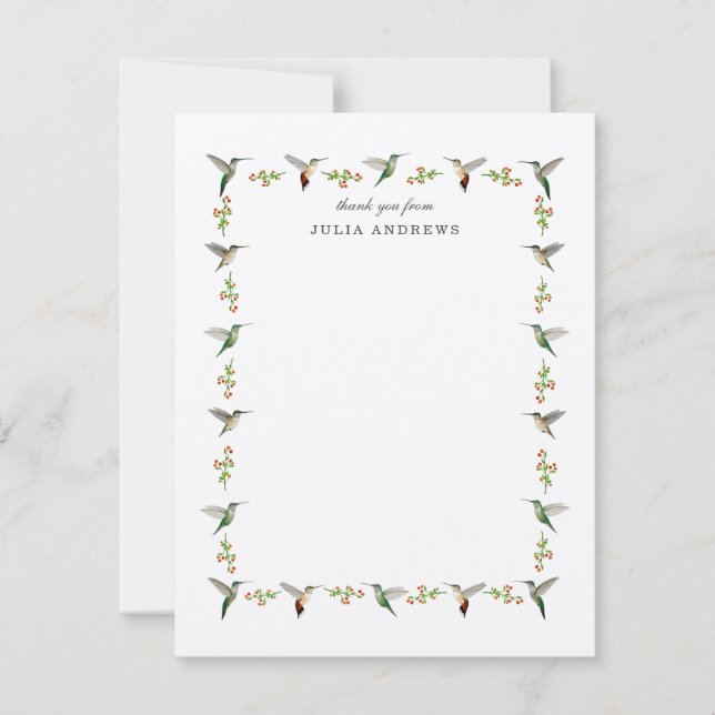 Carte De Remerciements Personalized Hummingbird (Devant)