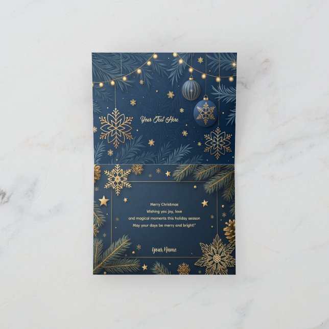 Carte De Remerciements Personalized Merry Christmas Card in Elegant Gold  (Intérieur)