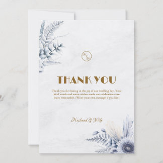 Carte De Remerciements Personalized Simple Blue Flowers Wedding