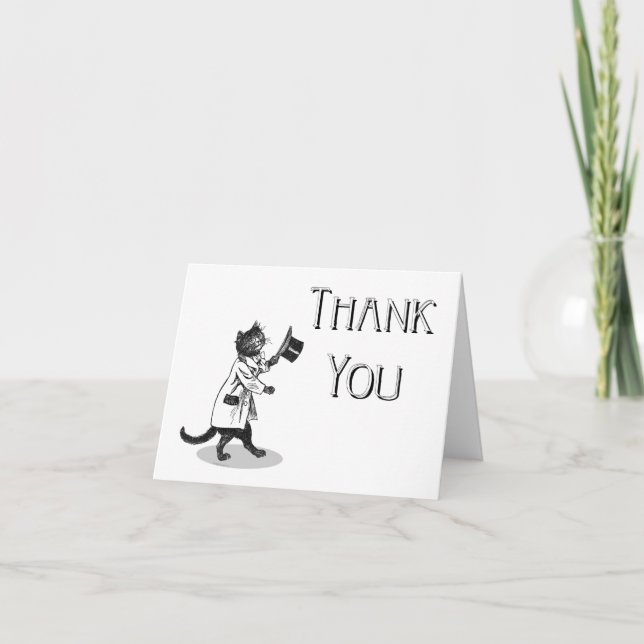 Carte de remerciements personnalisable cool Cat (Devant)