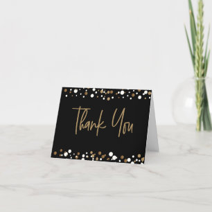 Carte De Remerciements Personnalisable Gold Black confetti 60e anniversai