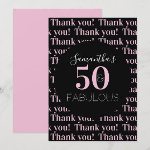 Carte De Remerciements Personnalisé 50 et fabuleux Black Pink