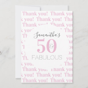 Carte De Remerciements Personnalisé 50 et fabuleux Modern Pink