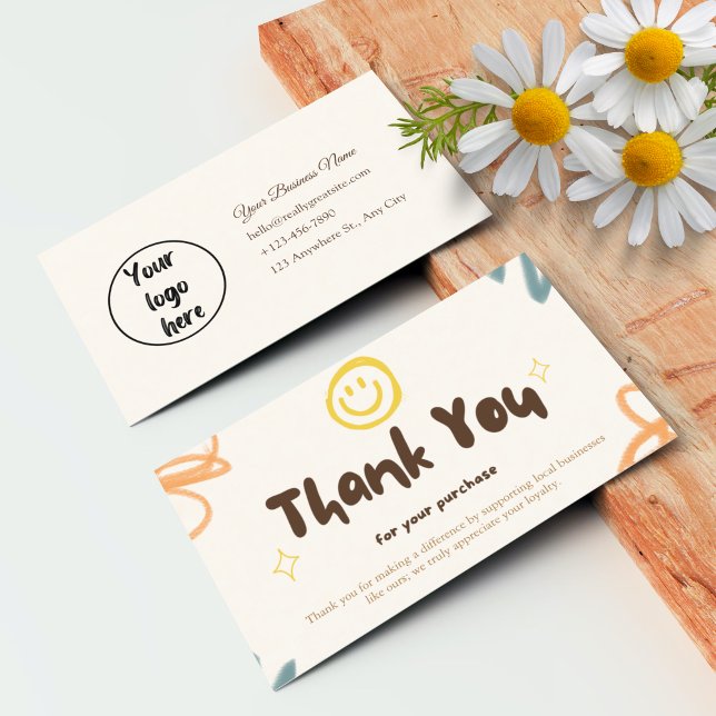 Carte de remerciements personnalisé Business Paste (Personalized Business Thank You Card Messages Doodle)