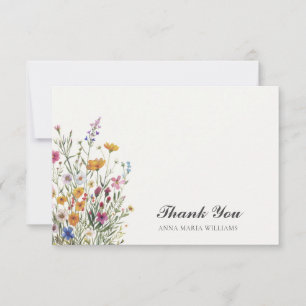 Carte De Remerciements Personnalisé Élégant Boho Chic Floral