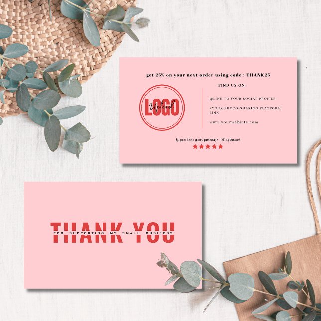 Carte de remerciements personnalisé gras rose pour (Créateur téléchargé)