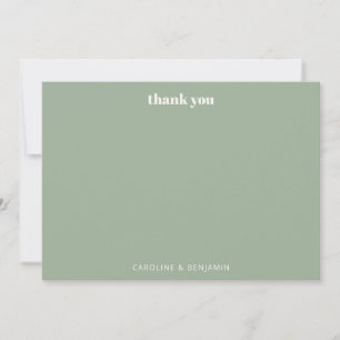 Carte De Remerciements Personnalisé Gras Sage Vert Chic Mariage moderne