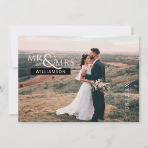 Carte De Remerciements Personnalisé M. & Mme Monogram Mariage Photo
