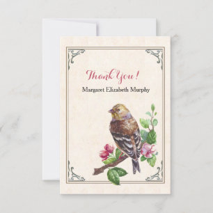 Carte de remerciements personnalisé par oiseau